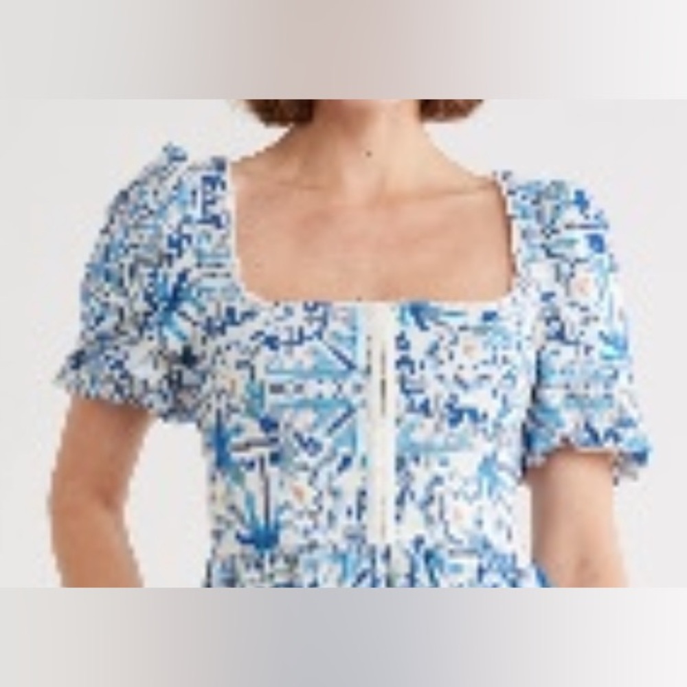 Avec Les Filles Blue and White Floral Dress